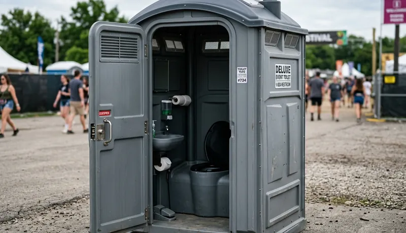 Deluxe flushable unit positioned for a local outdoor festival in Arizona, AZ